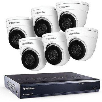 GeoVision Bundle Kit, UA-XVL810 USAVision 8-Channel NVR, 2TB HDD (6) UA-CR200F2 2MP Turret Cameras, White